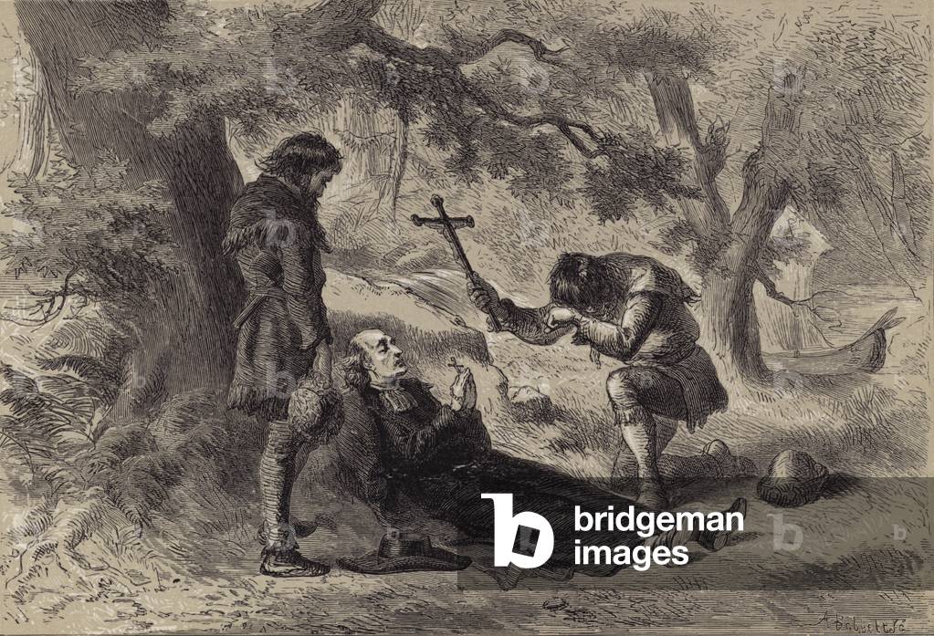 "Tod von Vater Marquette (Gravur)" von Felix Octavius Carr Darley, b/w