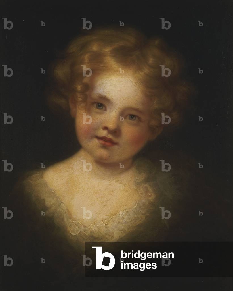 Immagine di Dipinto "testa di una ragazza" 1801 di American School, b/w