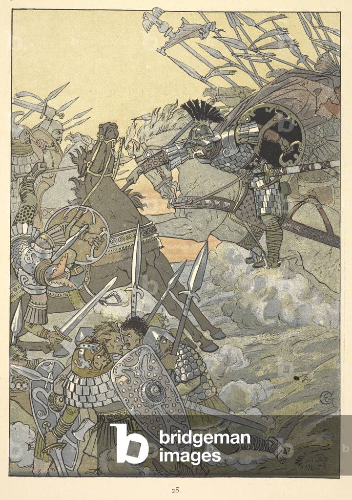 Una scena di battaglia.