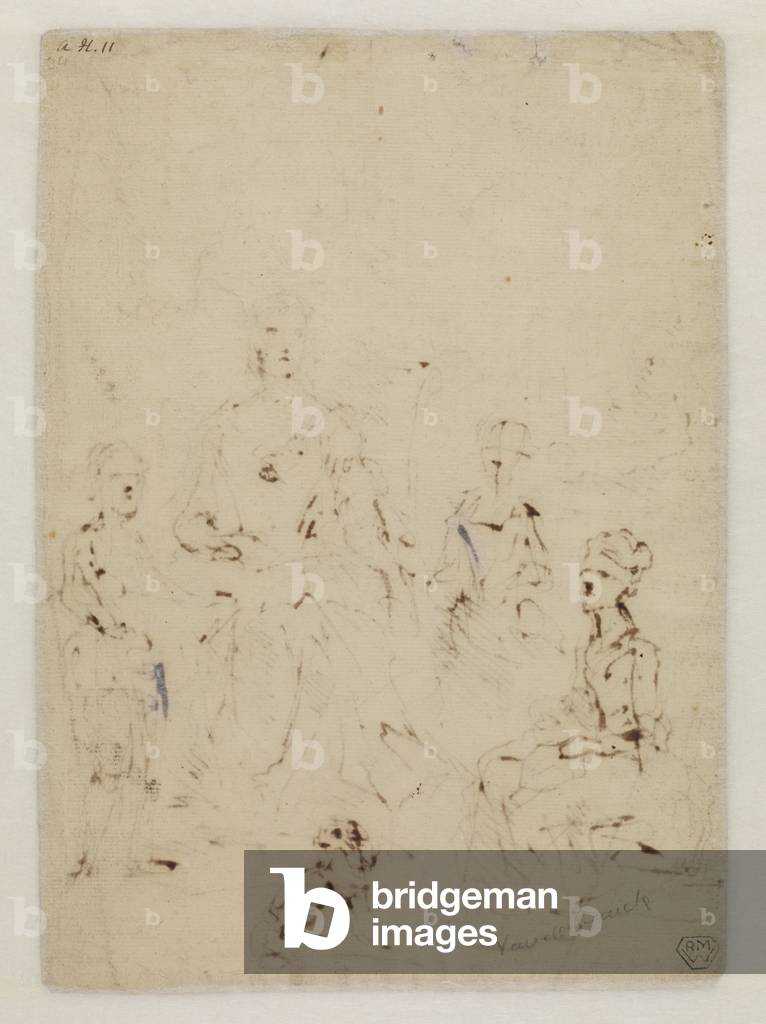 "Schizzo per un gruppo di ritratto familiare (verso)" 1730 di John Vanderbank