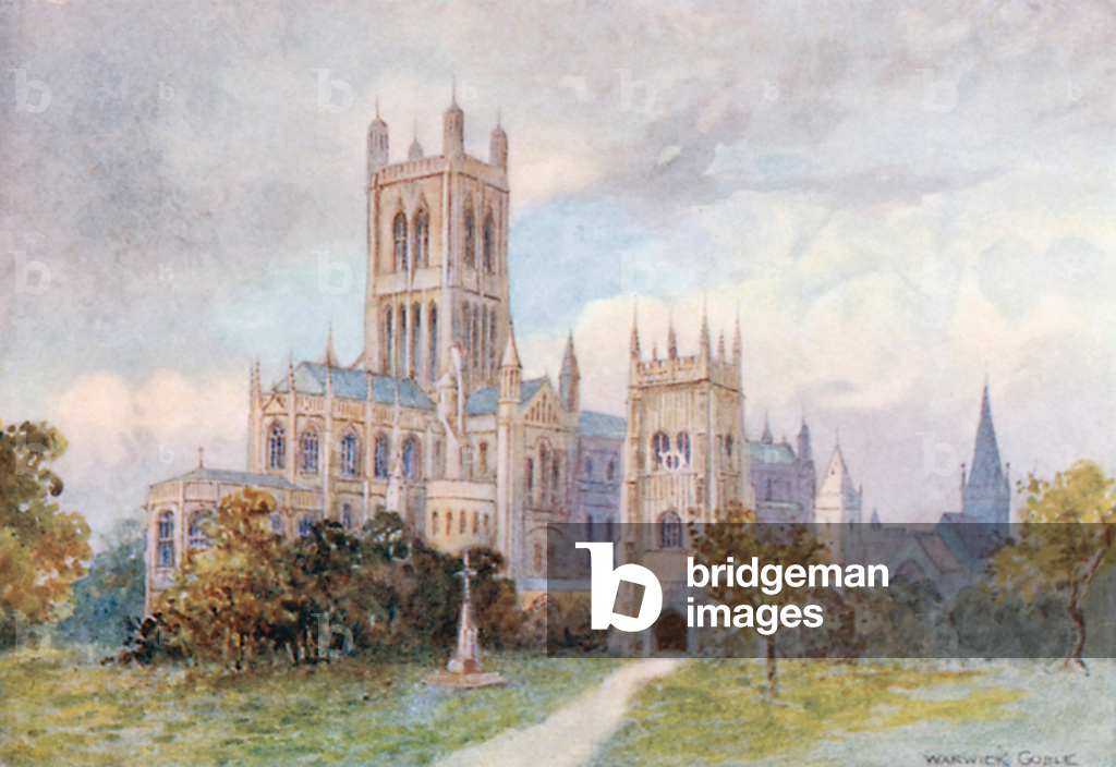 Abbazia di Evesham (litografia a colori)