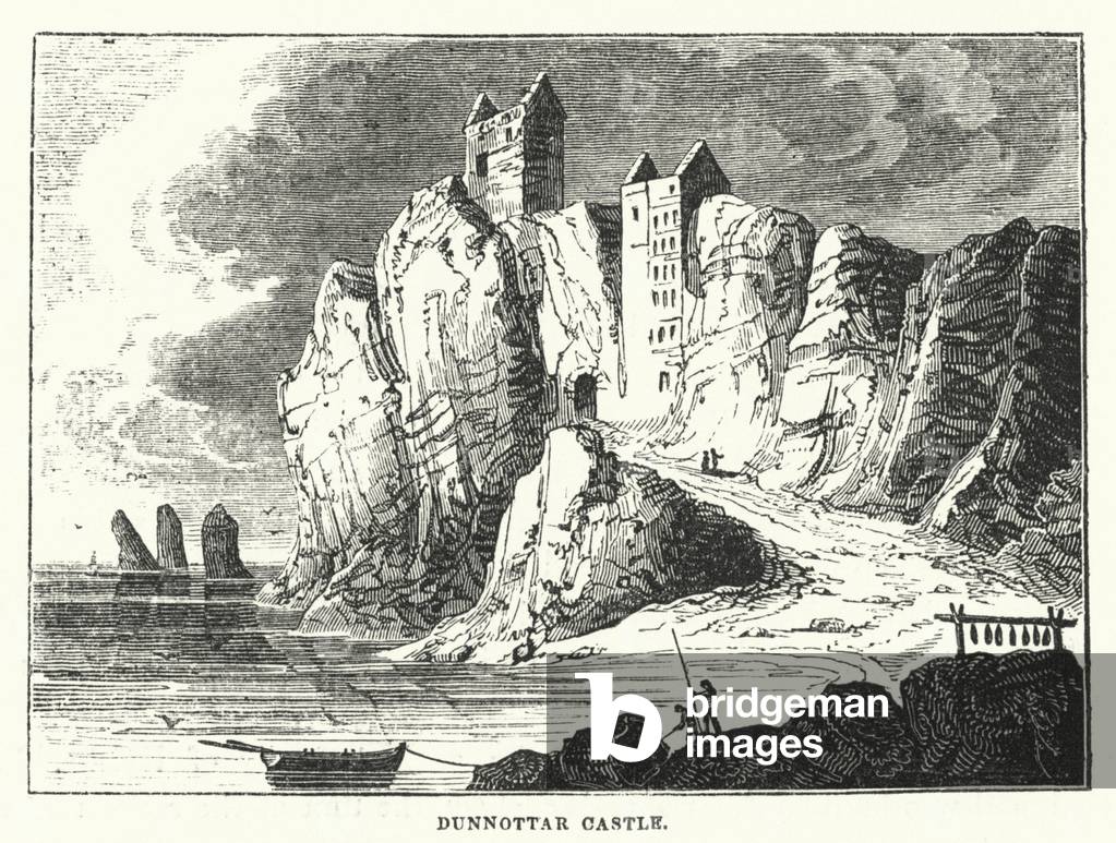 "Schloss Dunnottar (Gravur)" von English School, b/w