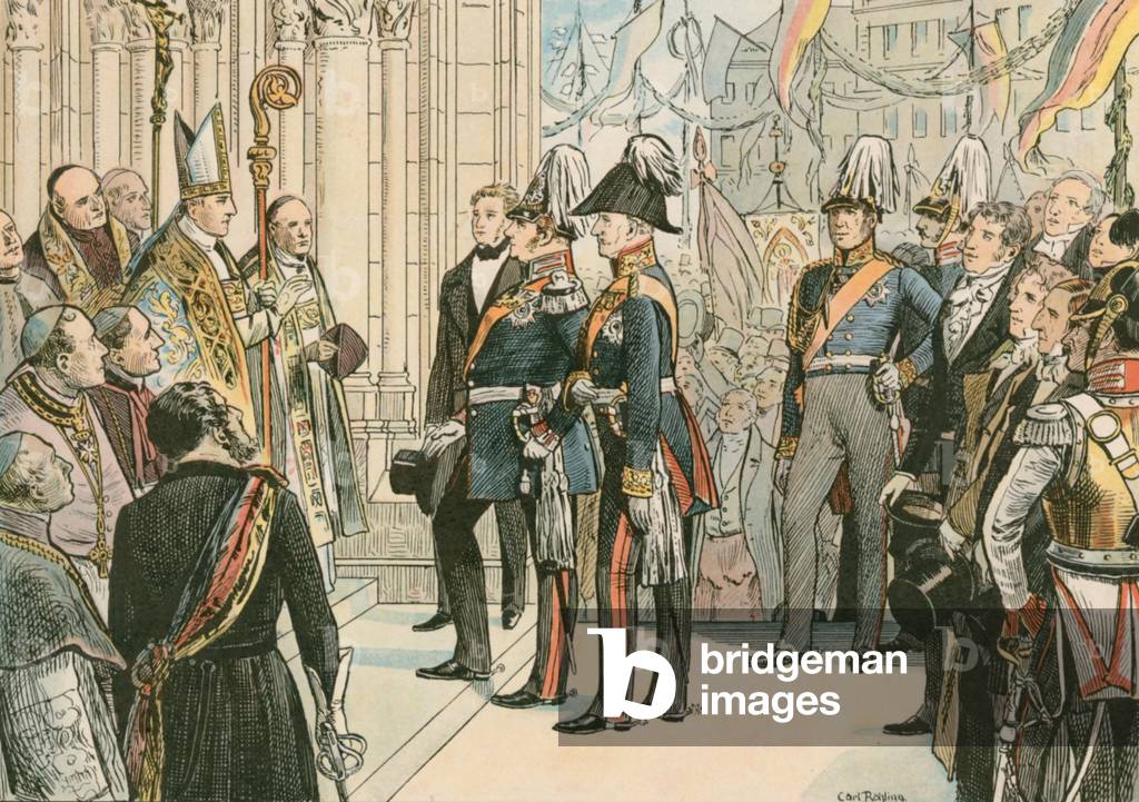Federico Guglielmo IV, Re di Prussia (1795 -1861), a Colonia Cattedrale nel 1848 (colore lito)