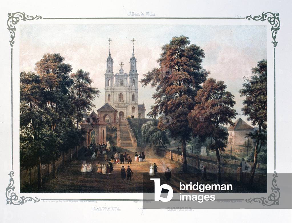 Vilnius dintorni: Chiesa di Kalvarija, da 'Un libro di Vilnius', di Jonas Kasimieras Vilcinskis, 1862 (color l