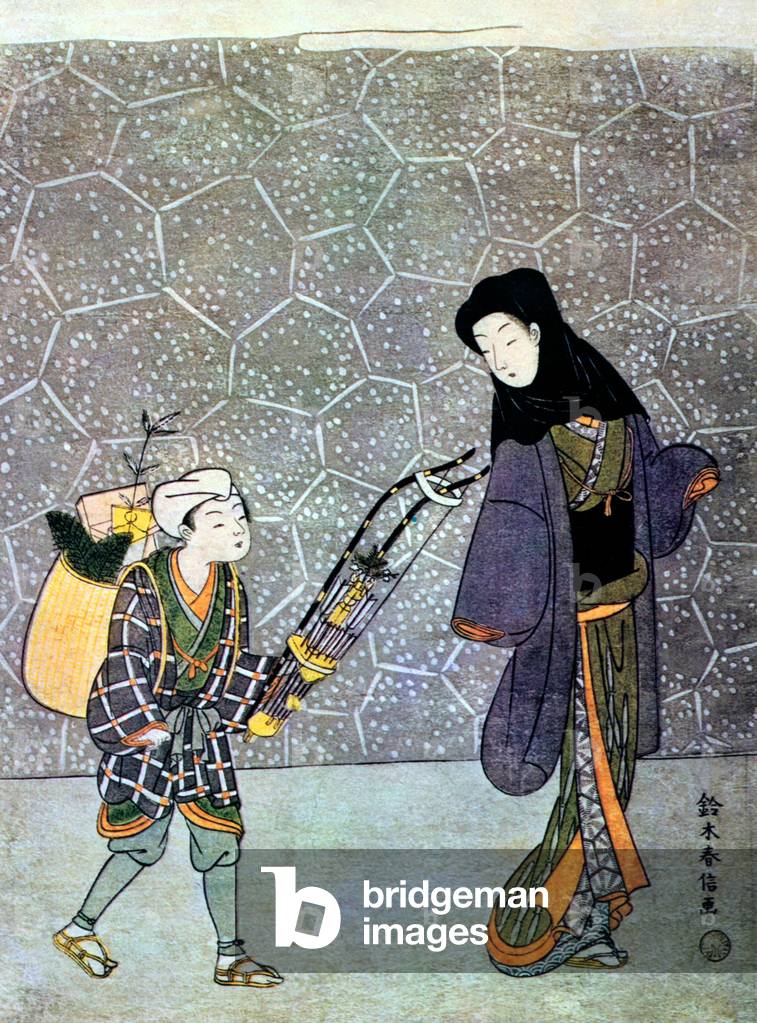 Immagine di Stampa "Giappone: «Arco che schiaccia i demoni». Suzuki Harunobu (1724-1770)" 1701 di Suzuki Harun
