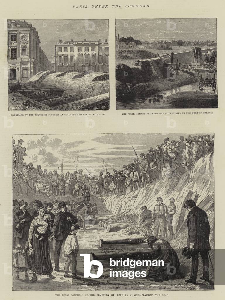 Paris sous la Commune (gravure) par English School, b/w
