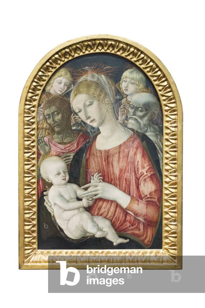Madonna und Kind mit Engeln, Johannes der Täufer und der heilige Hieronymus, 1460-70 circa, (Tempera auf Holz)