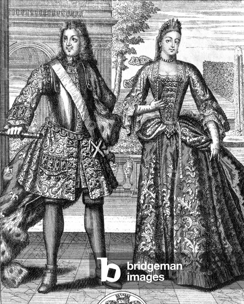 Peter 1. der Große 1672-1725 Zar Russlands in 1682-1725, hier mit 2. Frau Zarin Katharina 1. zum Zeitpunkt ihr
