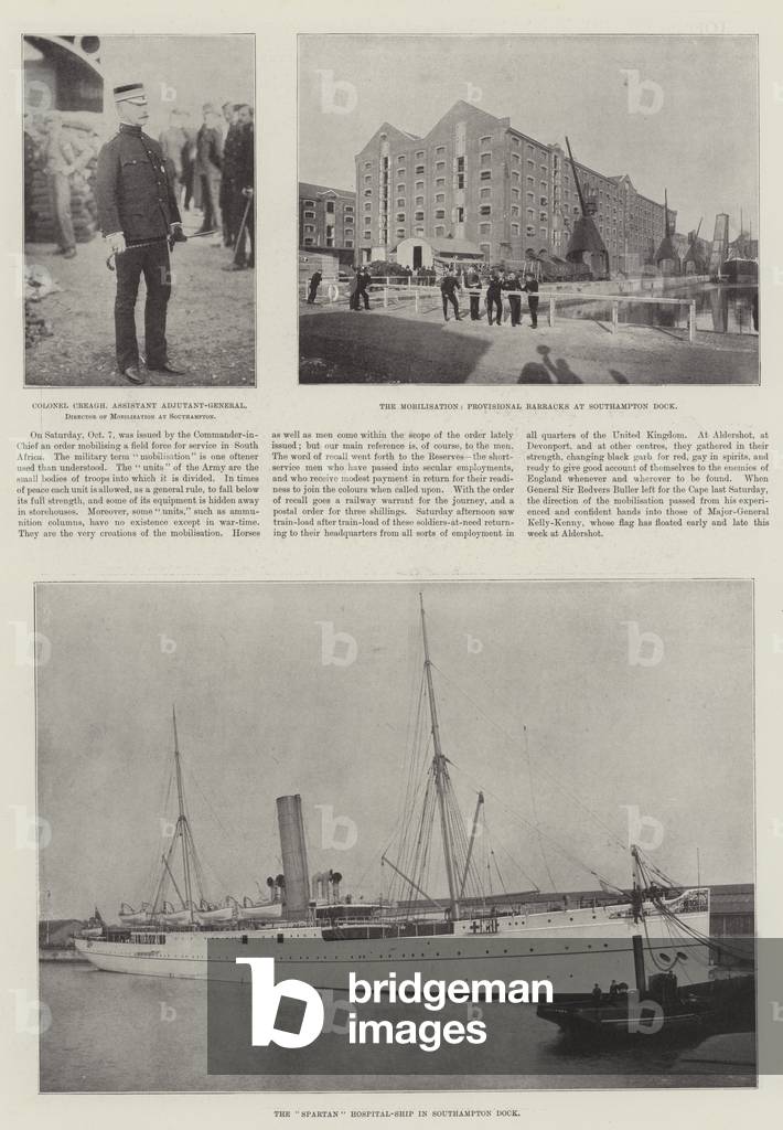 Image of Print depicting The Mobilisation at Southampton (b/w photo) 1899 by English Photographer