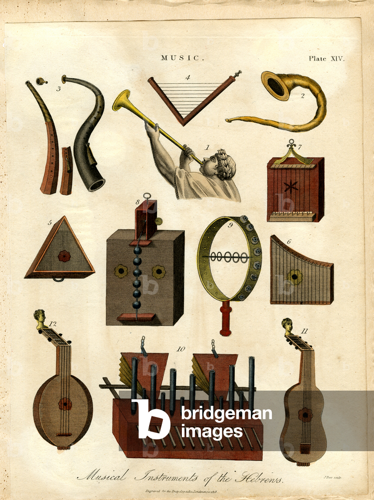 Immagine di Stampa "Strumenti musicali degli Ebrei" 1810 di John Pass