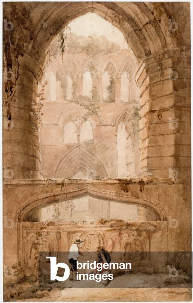 Interieur des Priory Lanercost (Körperfarbe auf Papier)