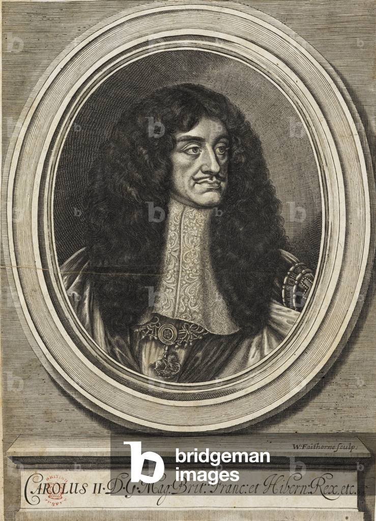 Engraved portrait of Charles II, b/w