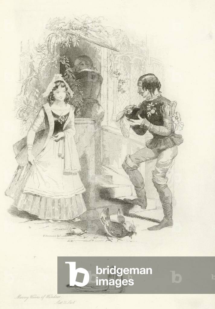 "Die fröhlichen Frauen von Windsor (Ätzen)" von Joseph Kenny Meadows, b/w