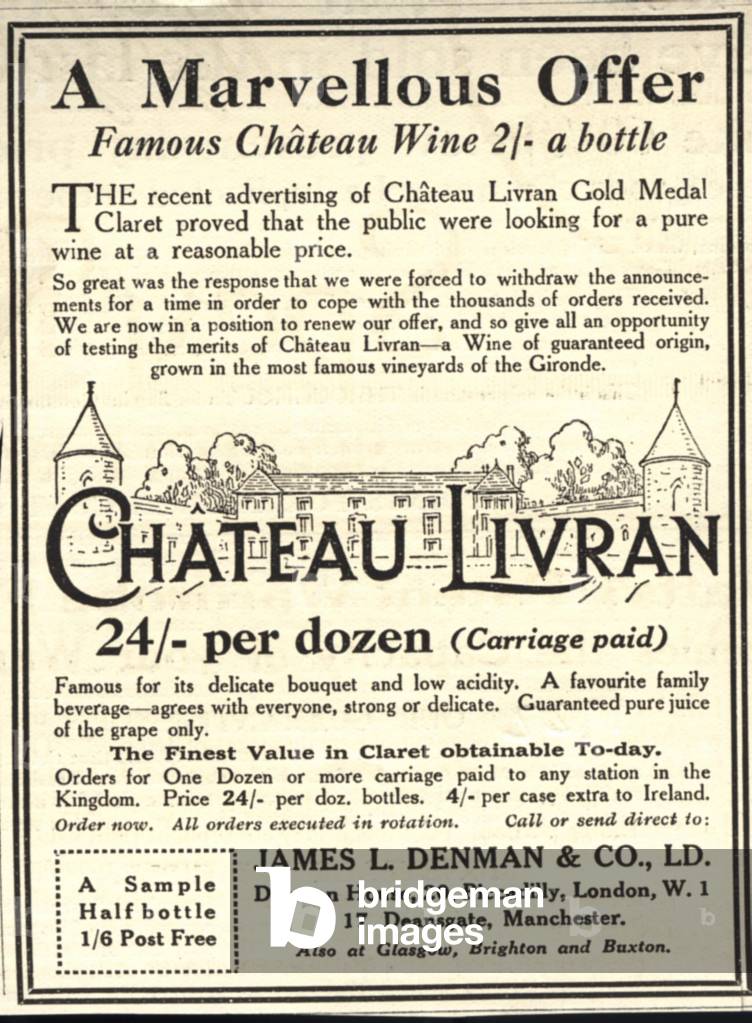 "Chateau Livran Wein" 1920, b/w