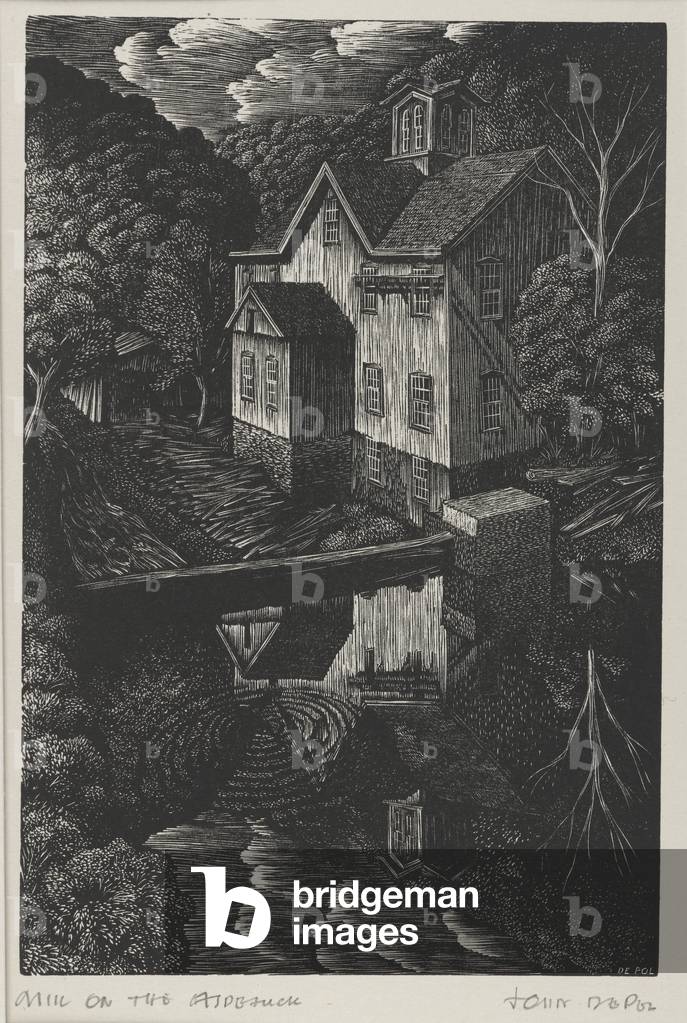 Mill on the Aspetuck, 1952 (wood engraving)