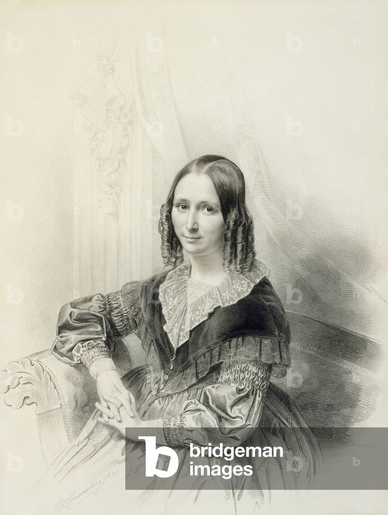 ritratto di suzanne herckenrath, 1843 (gesso, estompe, matita, e acquerello)