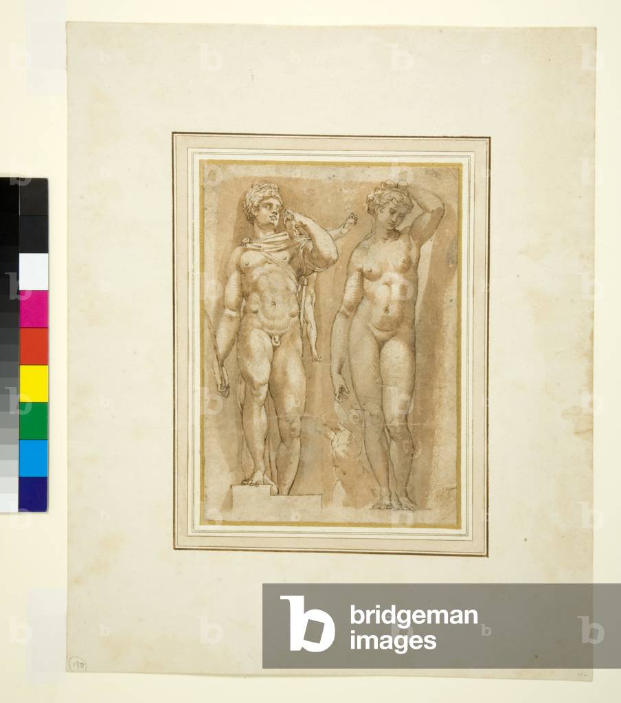 Two Antique Deities, c.1600 (pen and brown ink and brown wash)