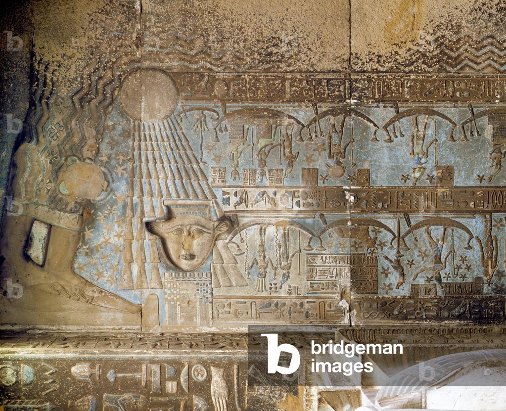 Image of Egyptian art Ceiling hypostyle hall Nut gives light by