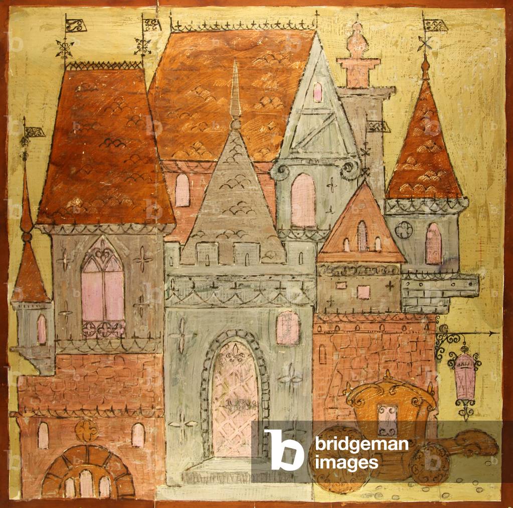 Hans Christian Andersen. Dessin croquis pour écharpe., 1976 (gouache sur papier)