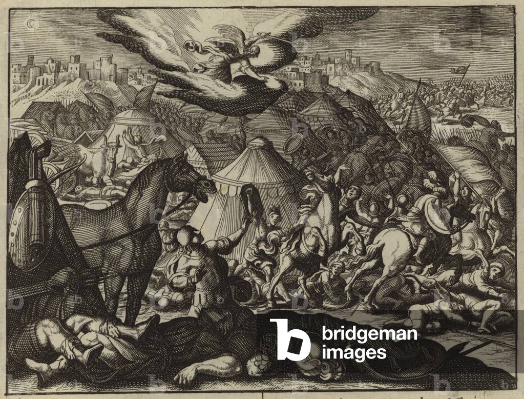 Angel destroying the Assyrian army of Sennacherib (engraving)