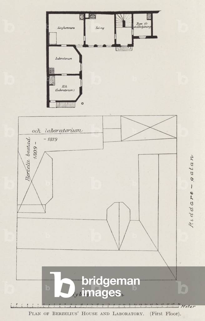 Plan of Berzelius' House and Laboratory, First Floor (b/w photo)
