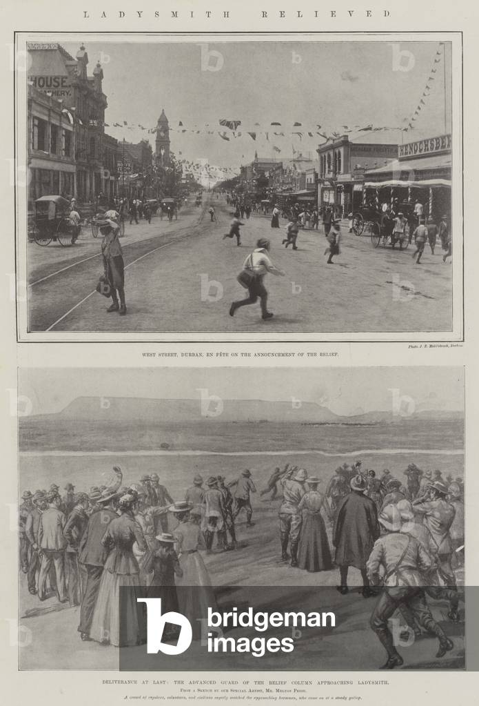 Ladysmith Relieved (gravure) 1900 par Melton Prior, b/w