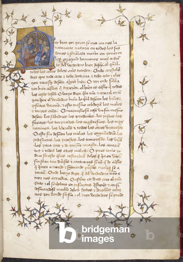 Inizio istoriato di una scena didattica e bordo in lingotti d'oro