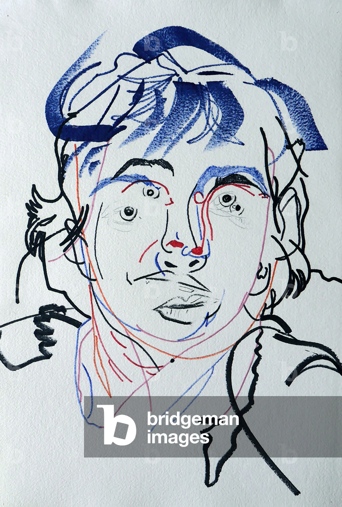 Surportrait : Marguerite Duras 3, 2021 (Acryl auf Papier)