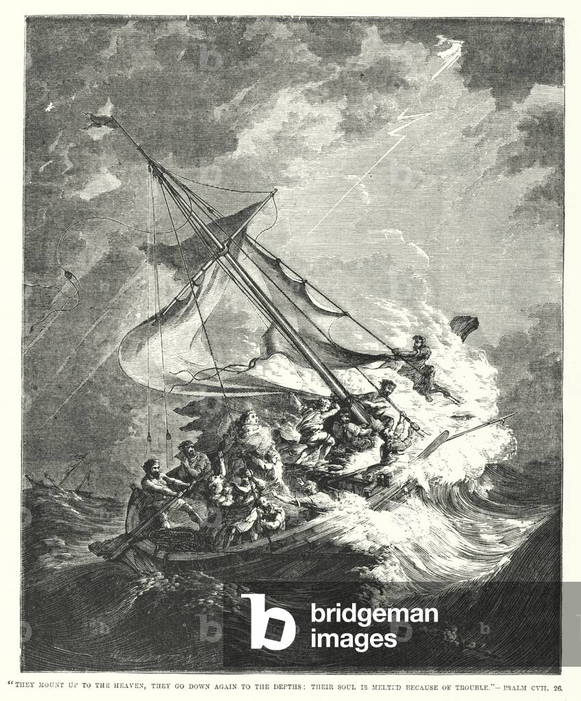 Image of Engraving depicting They mount up to the heaven 1880 by English Artist, b/w