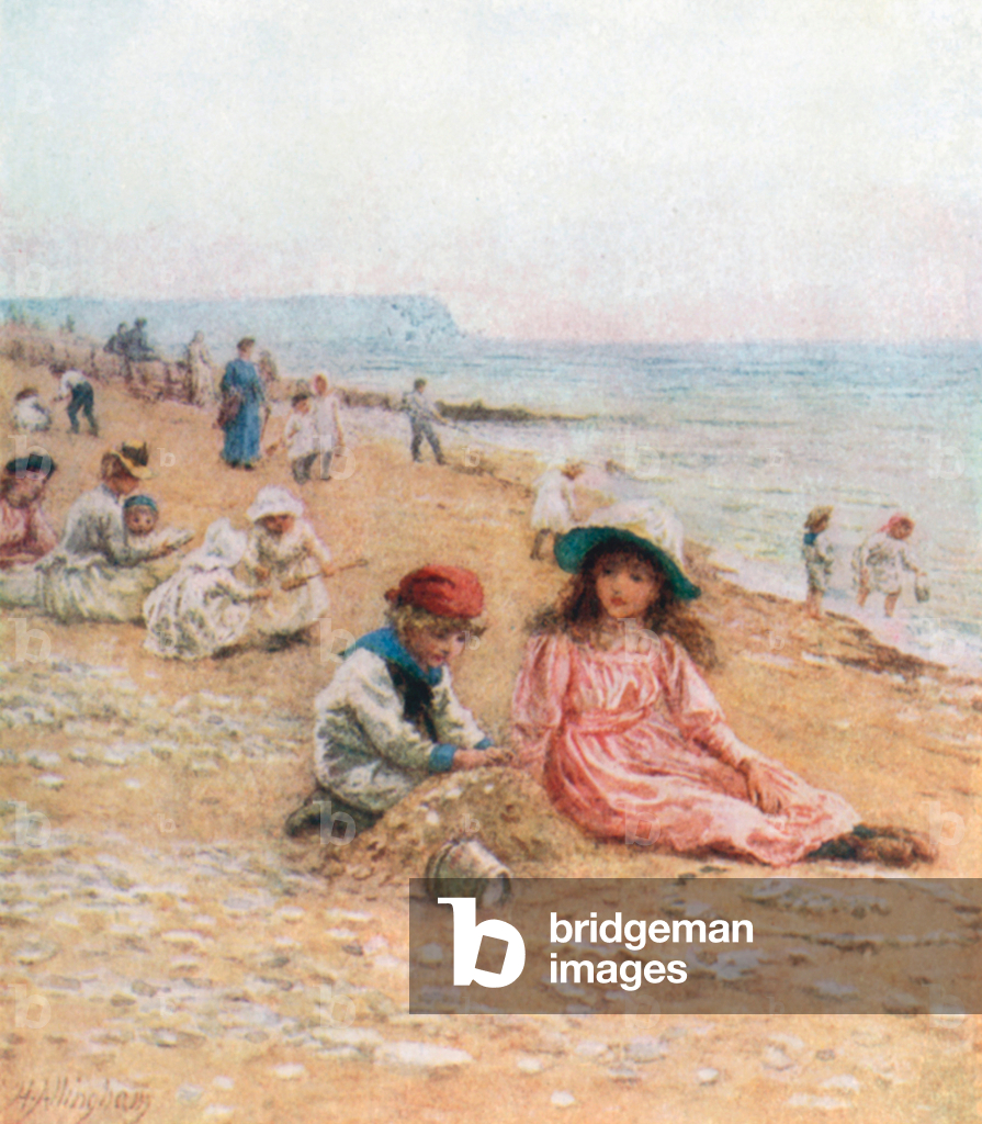 Image of Print depicting On the Sands – Sandown 1901 by Helen Allingham