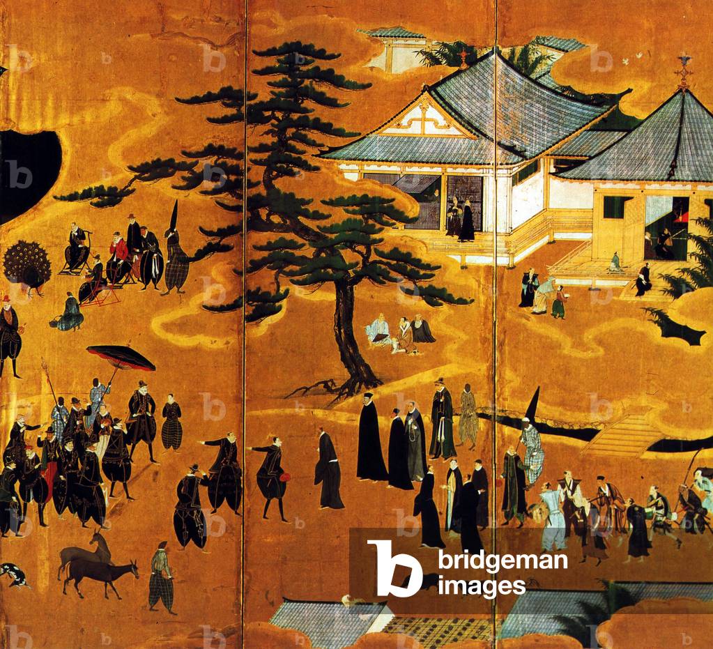 Image of Japan: Detail of a byobu screen painting of namban (or