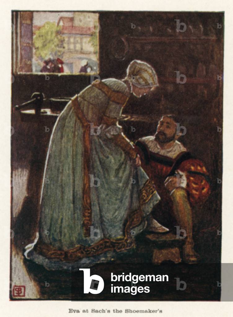 "Eva at Sach's the Shoemaker (color lito)" di John Byam Liston Shaw