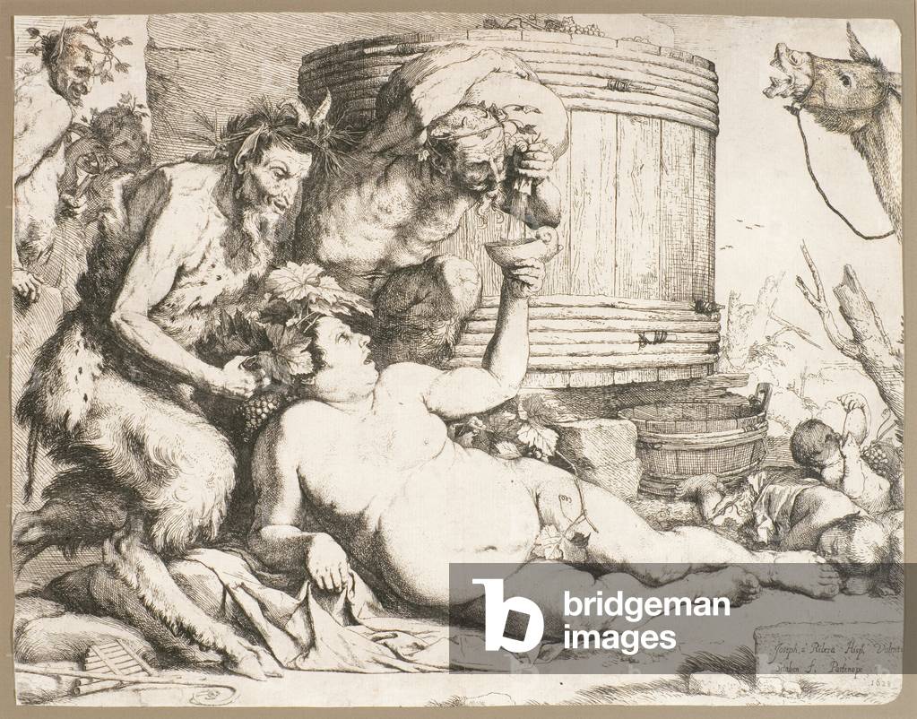Silenus bei der weinfass, 1628 (Radierung)