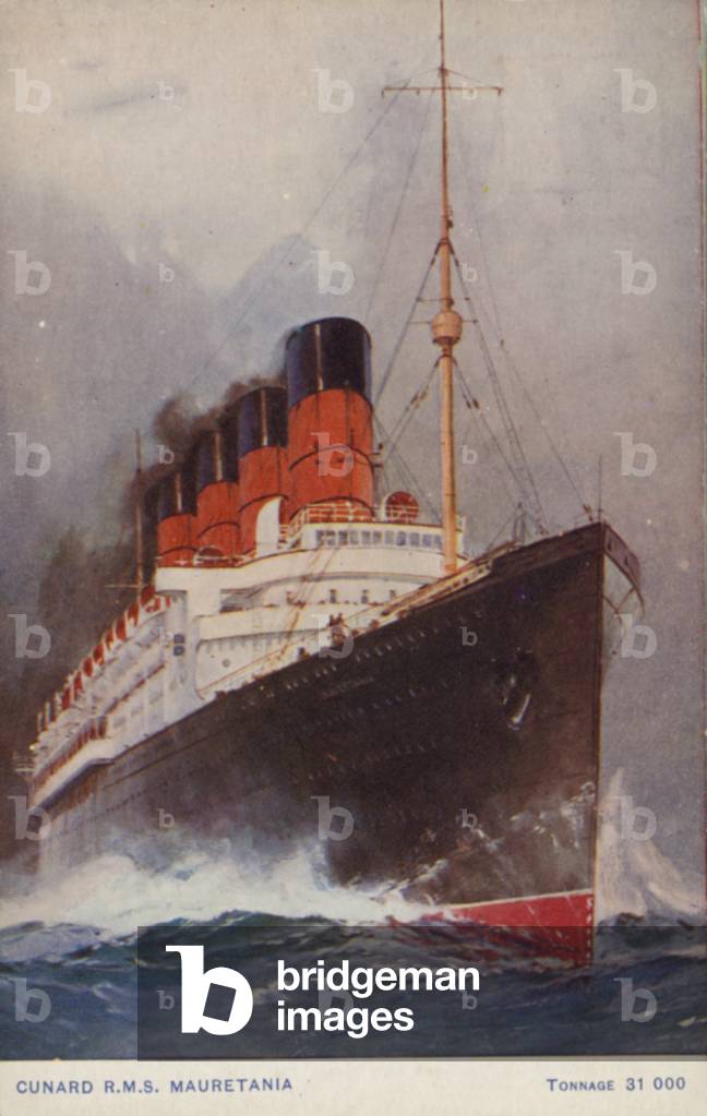 Cunard liner RMS Mauretania (colour litho)