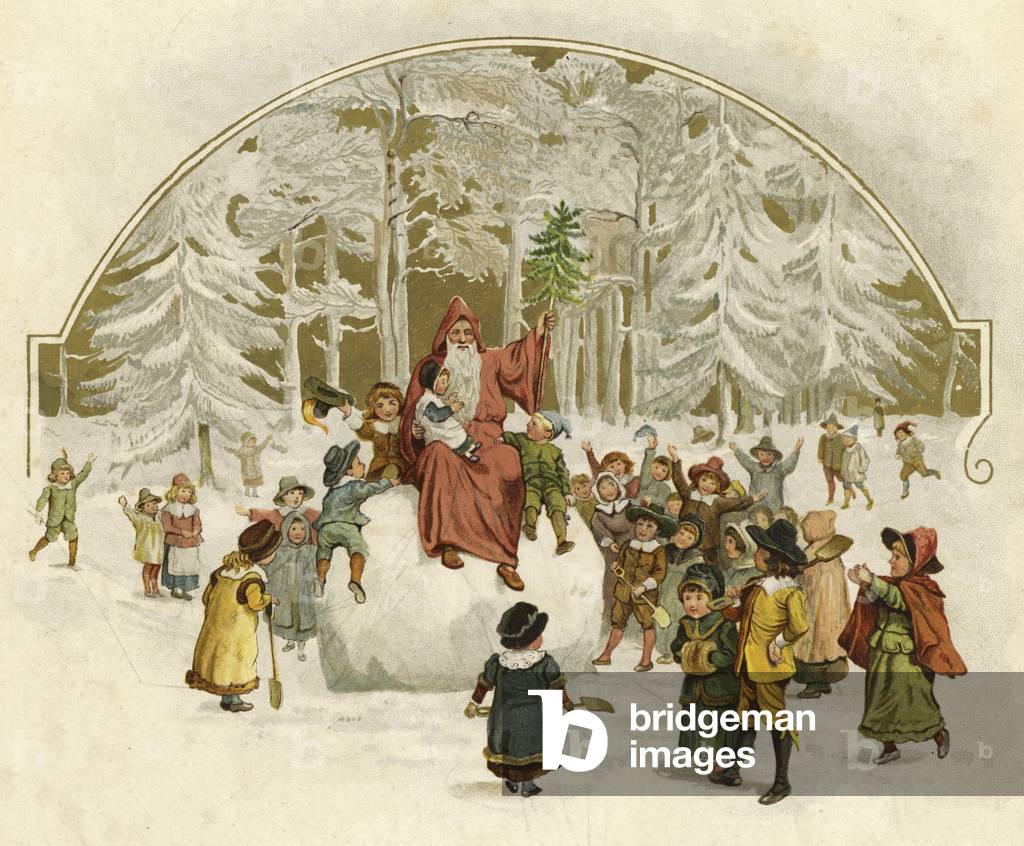 Illustrazione per la venuta di Babbo Natale (colore lito)