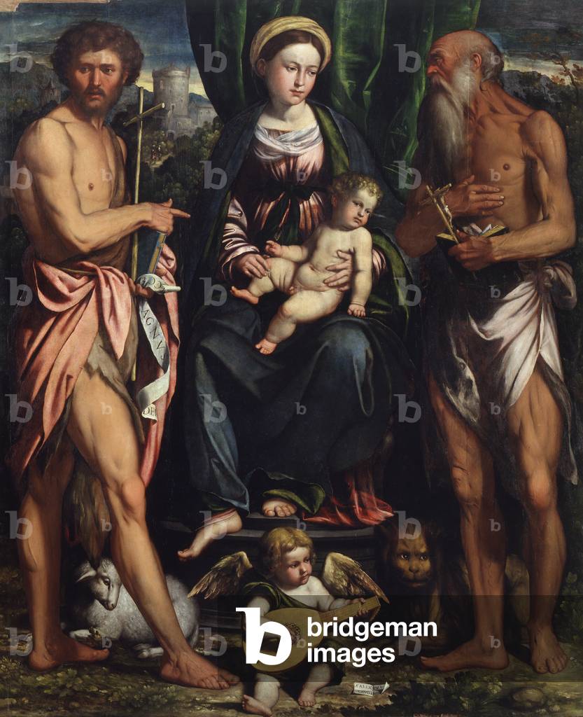 madonna mit kind mit st. johannes der täufer und st. hieronymus, 1529-32 (tempera auf tafel)