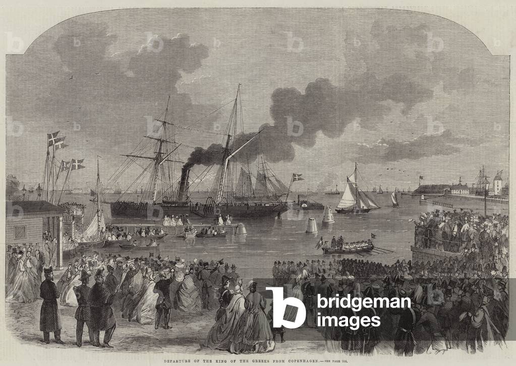 Partenza del Re dei Greci da Copenhagen (incisione)