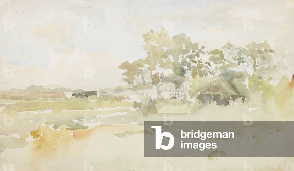 Immagine di Disegno "Paesaggio con Fattoria Edifici", c.1884 di James Abbott McNeill Whistler