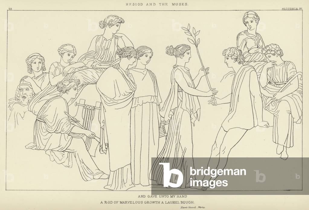 Hesoid und die Musen (Gravur)