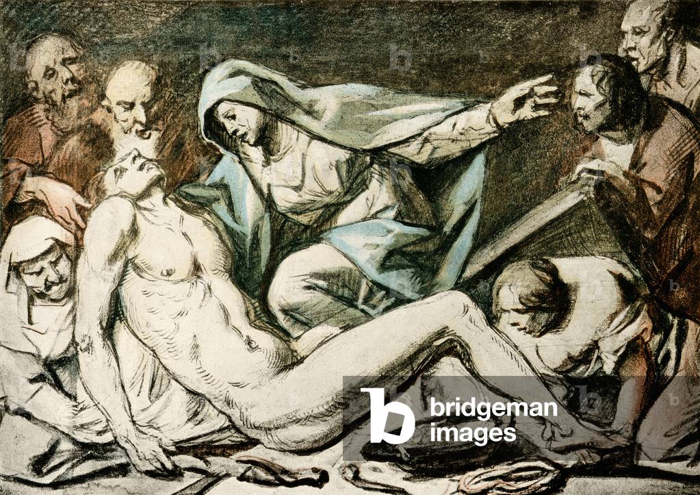 Bild von Zeichnung "Die Klage Christi (Aquarell" von Jacob Jordaens