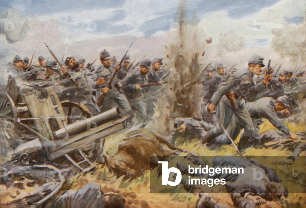 Die Österreicher vor Lemberg in Schach (Farblitho)