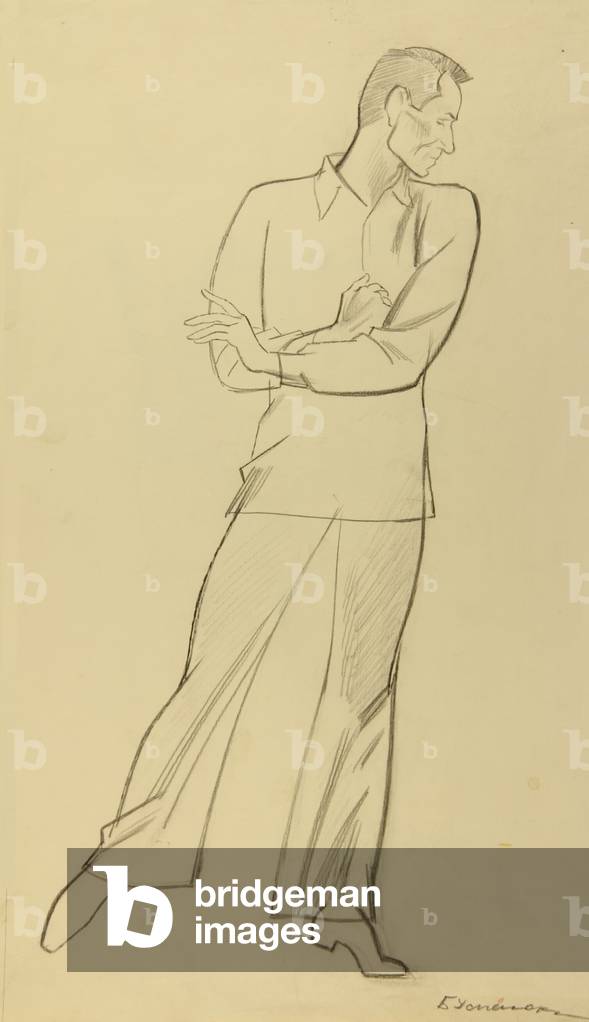 Bild von Zeichnung "Choreografin Yury Grigorovich" 1968 von Boris Uspensky, b/w