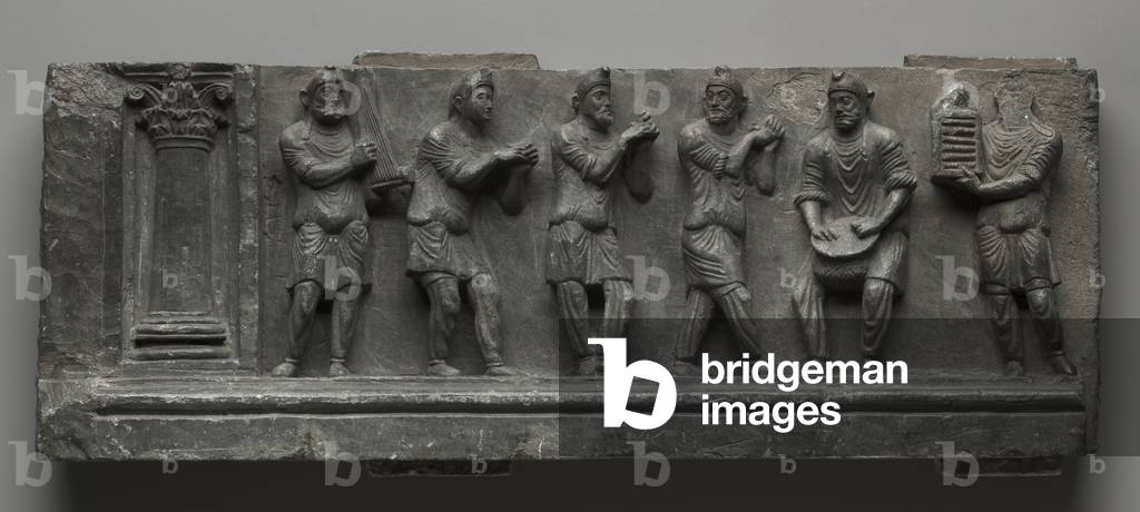 Bacchanalian Relief, Pakistan, Gandhara, Buner-Gebiet, frühe Kushan-Zeit (AD 1-320) (schist)