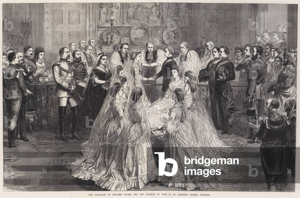 die ehe von prinzessin louise und der marquis von Lore in st George's Kapelle, Windsor (gravur)