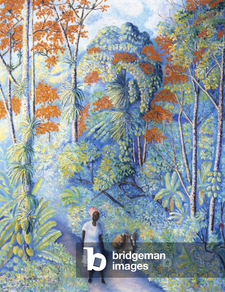 Donna con asino sull'isola di Trinidad di Marcelio, 1974