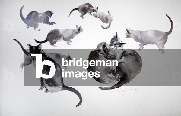 Studies of Perdi and Salomon (w/c on paper)