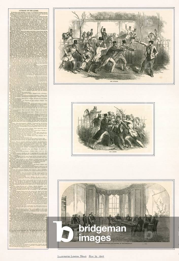 Der versuchte Mord an der Königin von Edward Oxford, 10. Juni 1840 (Gravur)