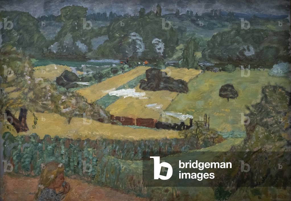 Bild von Gemälde "Zug und Lastkähne" 1909 von Pierre Bonnard