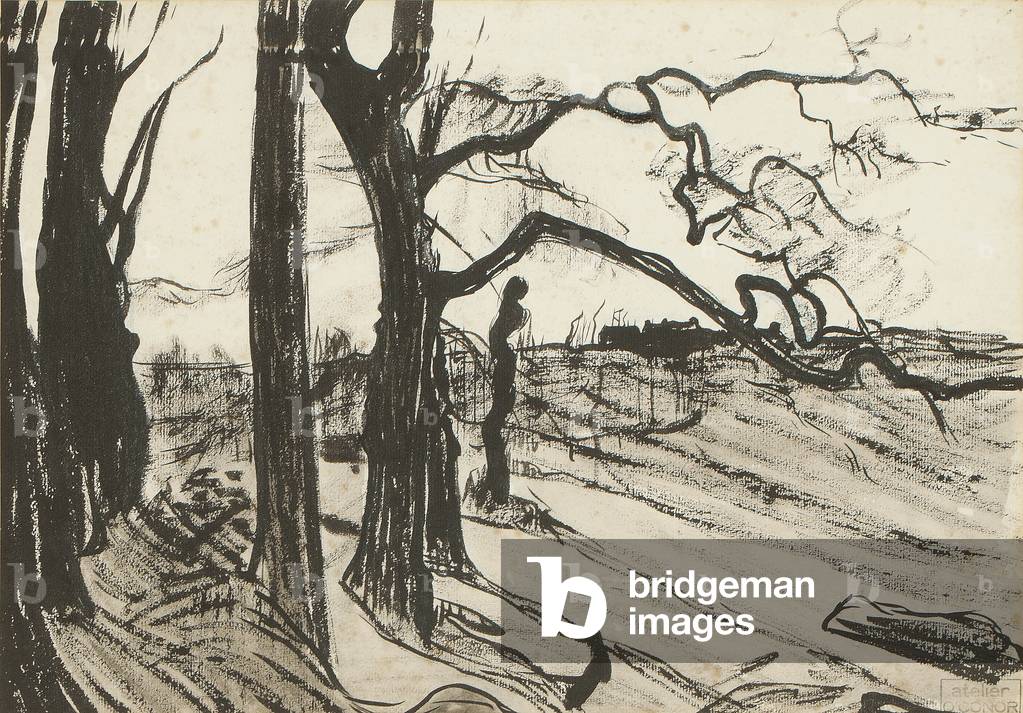 Arbres nus et ferme lointaine 1892 par Roderic O'Conor