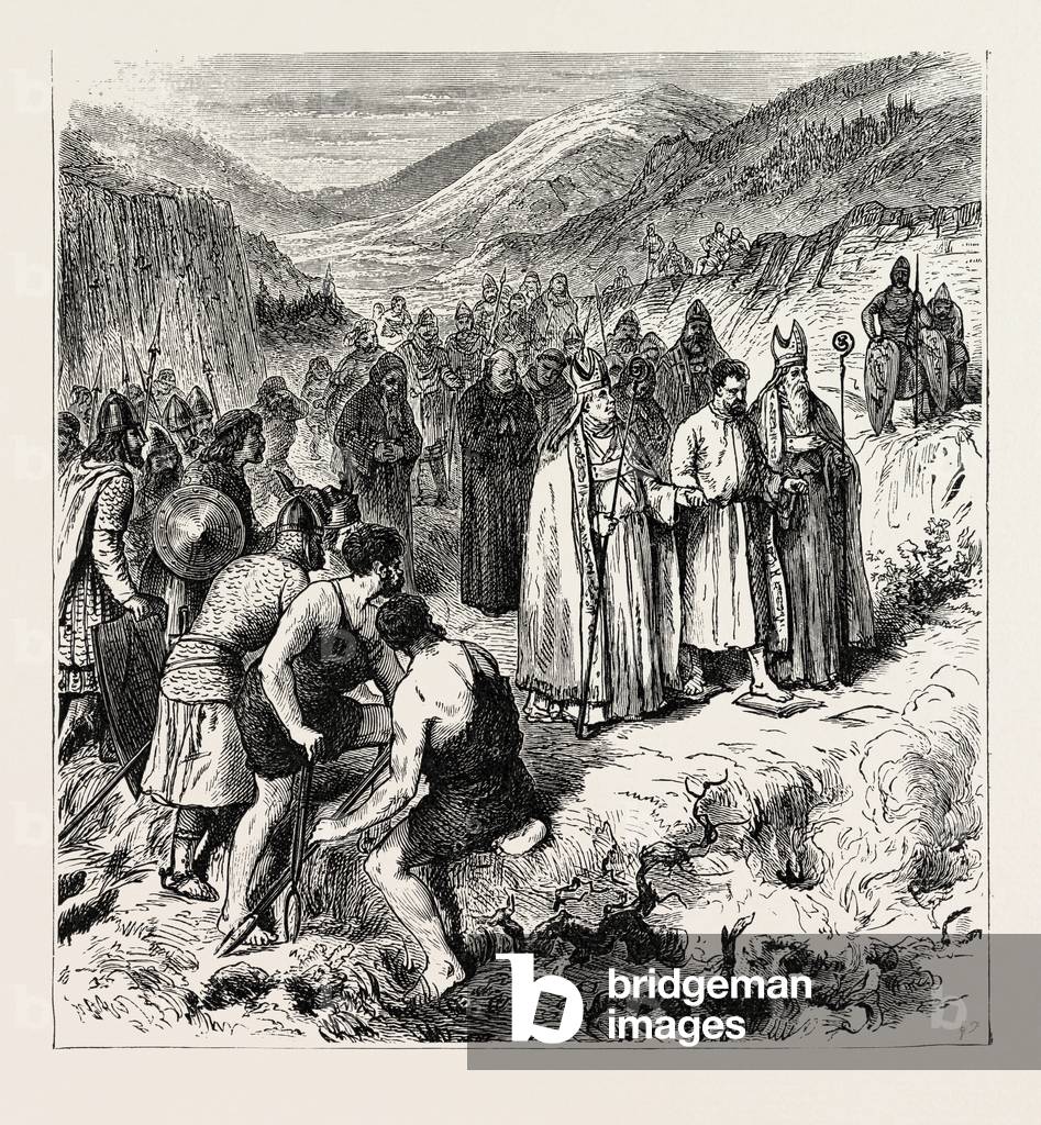 Immagine di Incisione "Anglo-Saxon Clerical Usages Trial by the Ordeal of Hot Iron", b/w